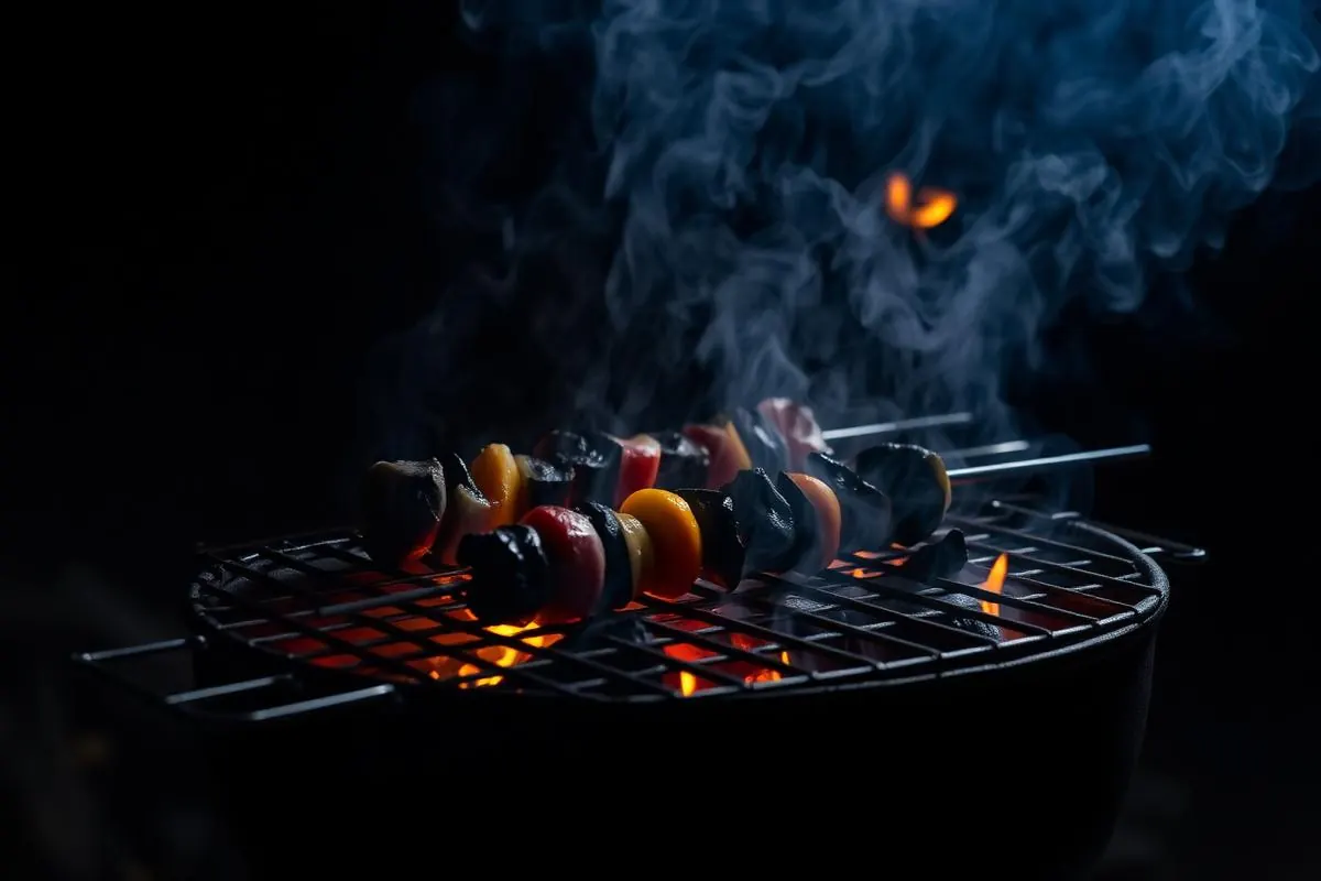 Live charcoal grill